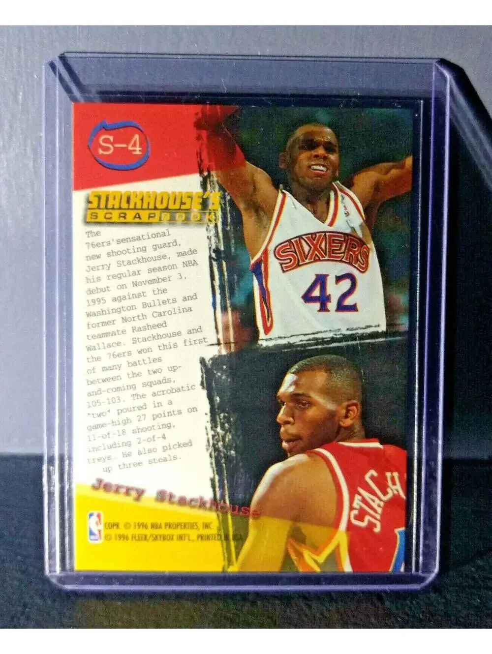 1995-96 Jerry Stackhouse Fleer Ultra Stackhouse's Scrapbook #S-4 Basketball Card